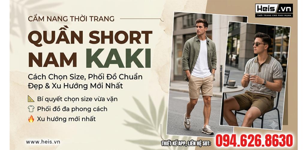 Quần short nam kaki: Cách chọn size, phối đồ chuẩn đẹp và xu hướng mới nhất - Hình ảnh bài viết tin tức HEIS