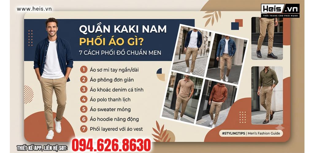 Quần Kaki Nam Phối Áo Gì? 7 Cách Phối Đồ Chuẩn Men - Tin tức HEIS