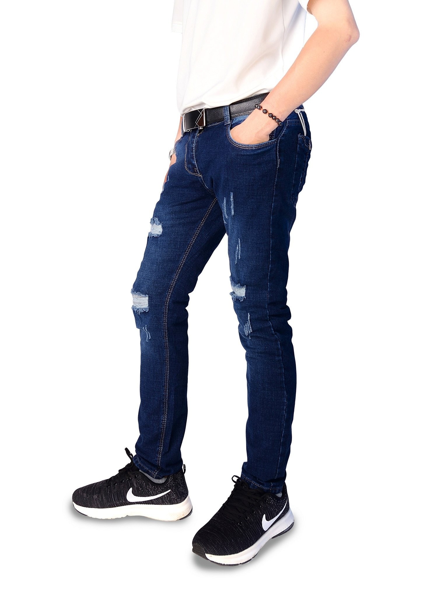 Phối đồ với jeans nam rách gối tạo phong cách mới